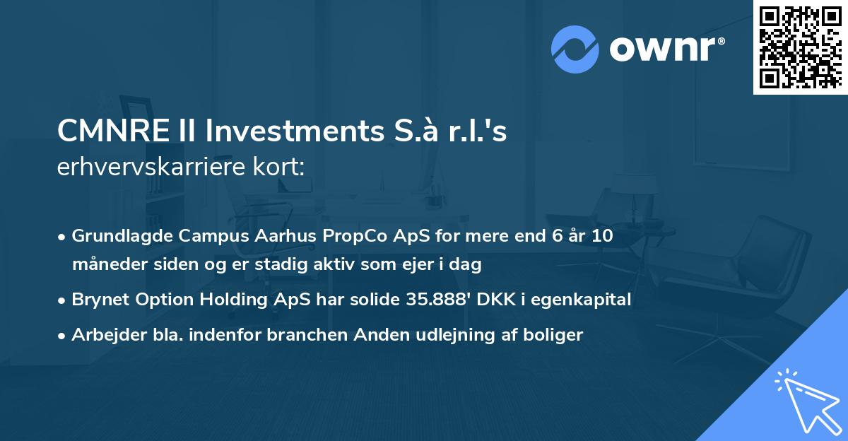 CMNRE II Investments S.à r.l.'s erhvervskarriere kort
