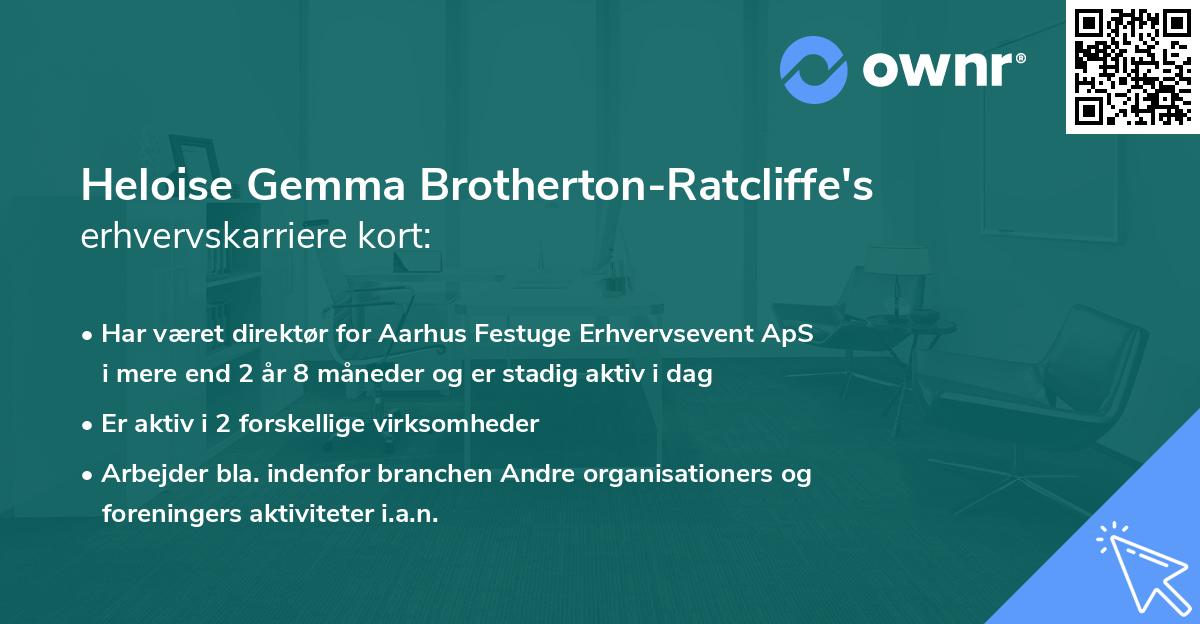 Heloise Gemma Brotherton-Ratcliffe's erhvervskarriere kort
