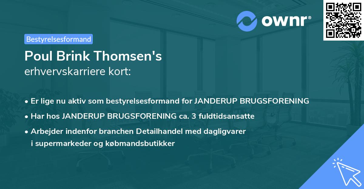Poul Brink Thomsen's erhvervskarriere kort