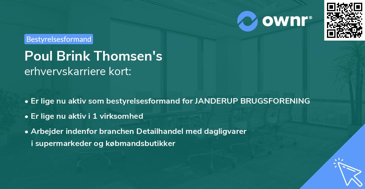 Poul Brink Thomsen's erhvervskarriere kort