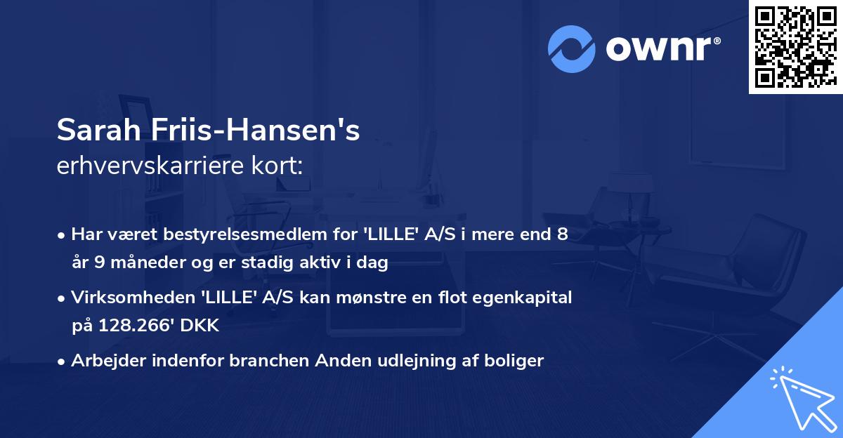 Sarah Friis-Hansen's erhvervskarriere kort