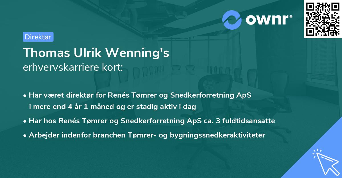 Thomas Ulrik Wenning's erhvervskarriere kort