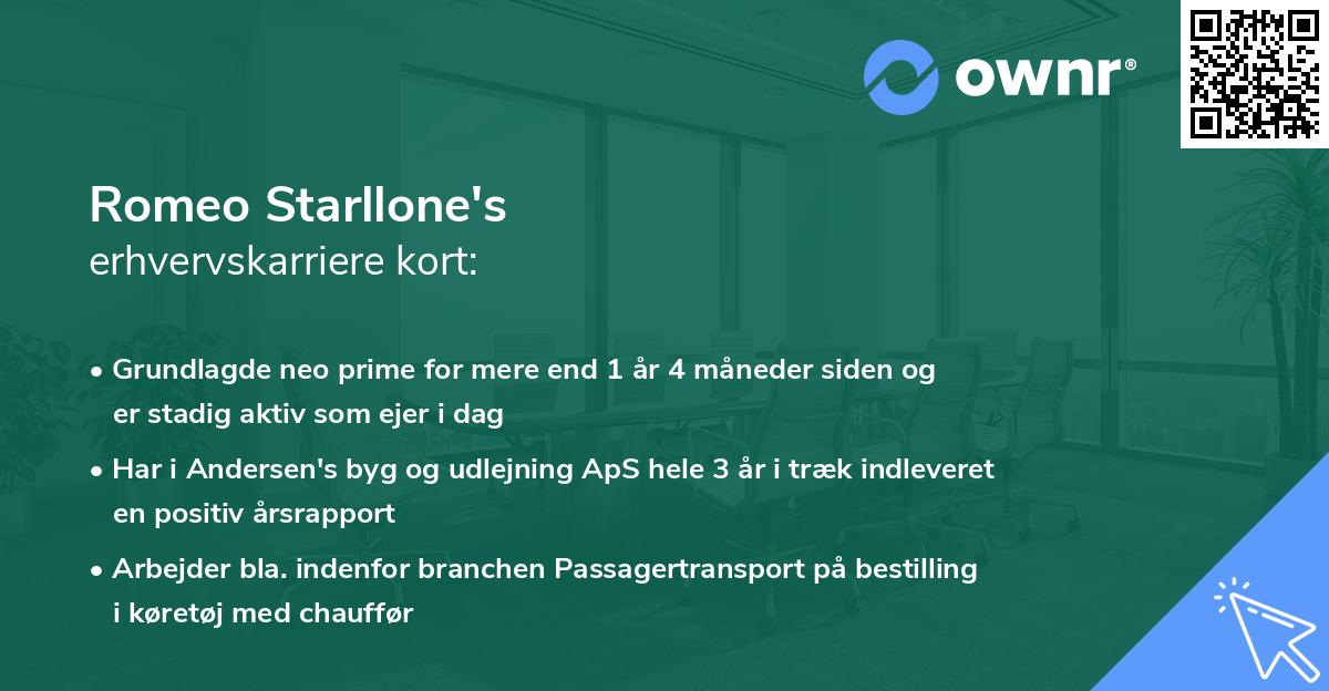 Romeo Starllone's erhvervskarriere kort