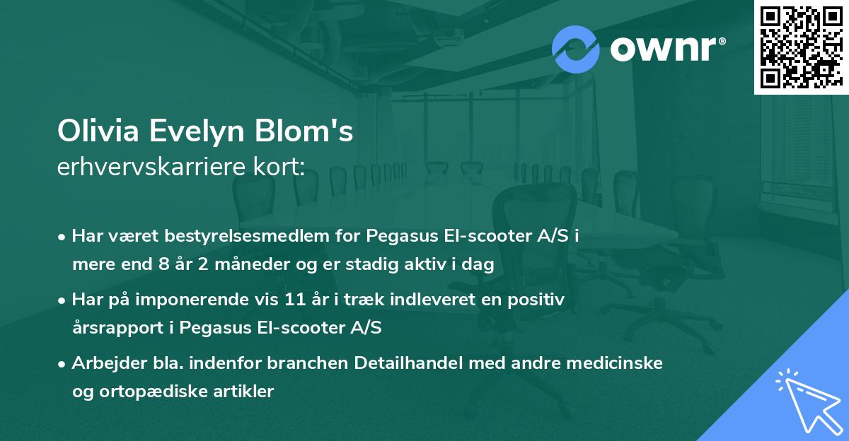 Olivia Evelyn Blom's erhvervskarriere kort