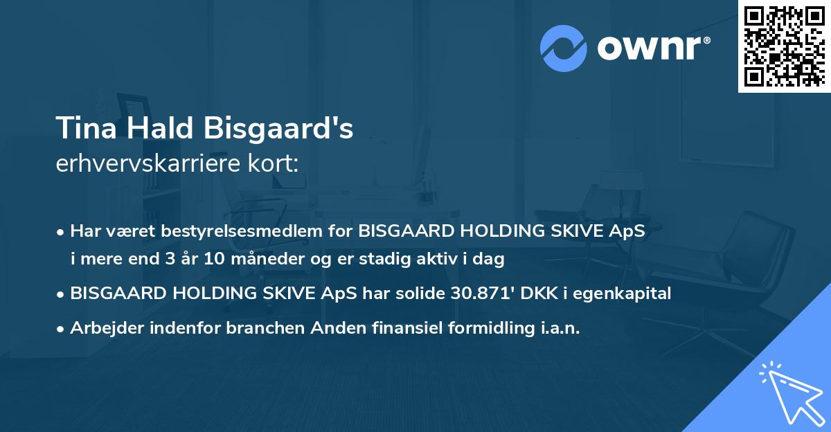 Tina Hald Bisgaard's erhvervskarriere kort