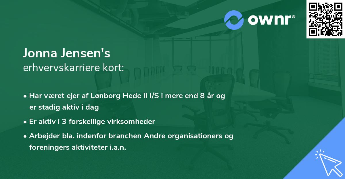 Jonna Jensen's erhvervskarriere kort