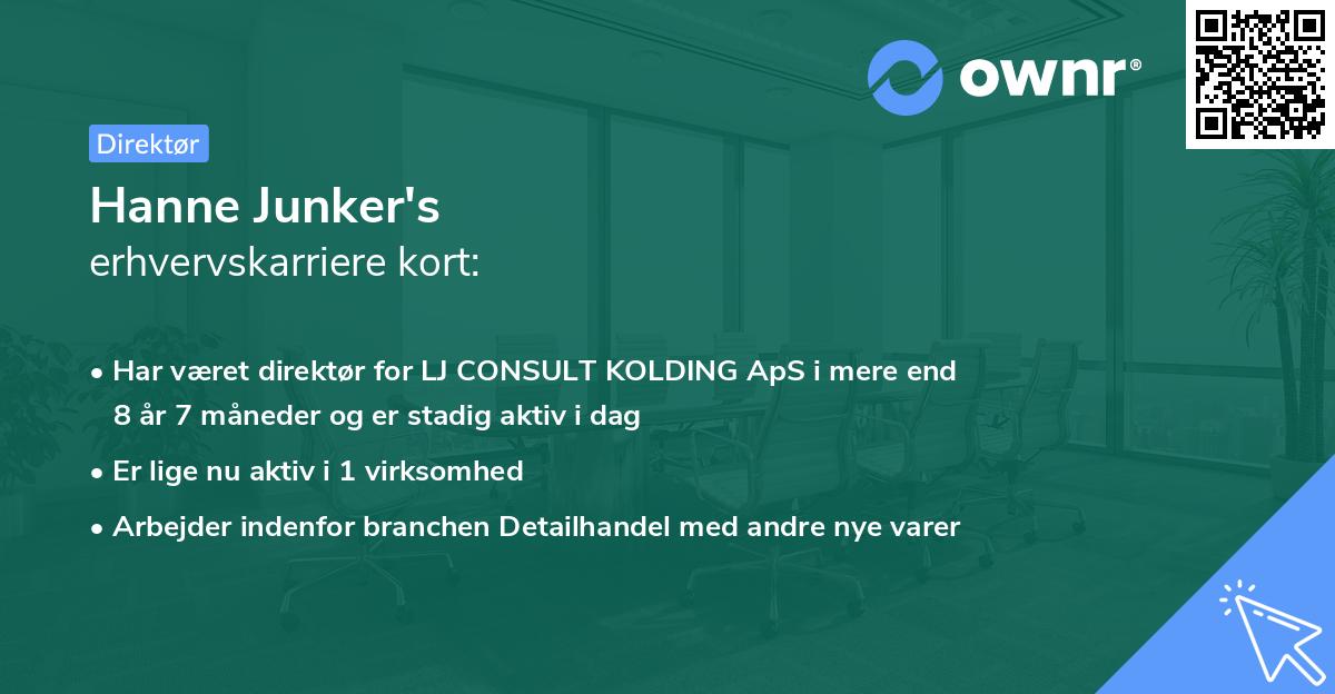 Hanne Junker's erhvervskarriere kort