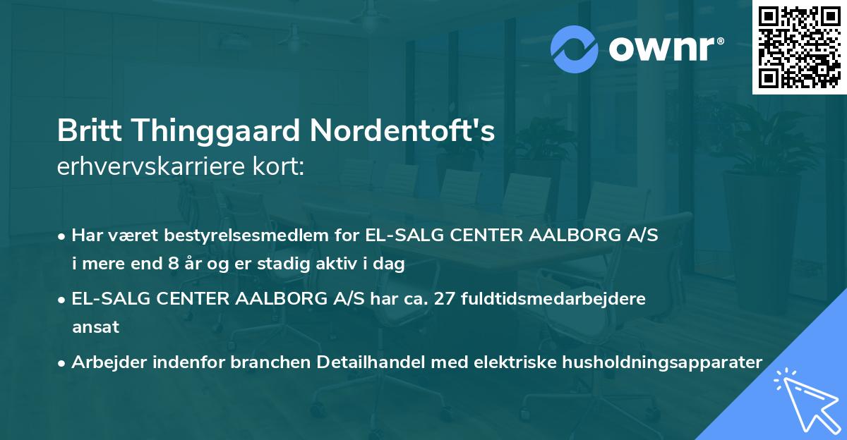 Britt Thinggaard Nordentoft's erhvervskarriere kort