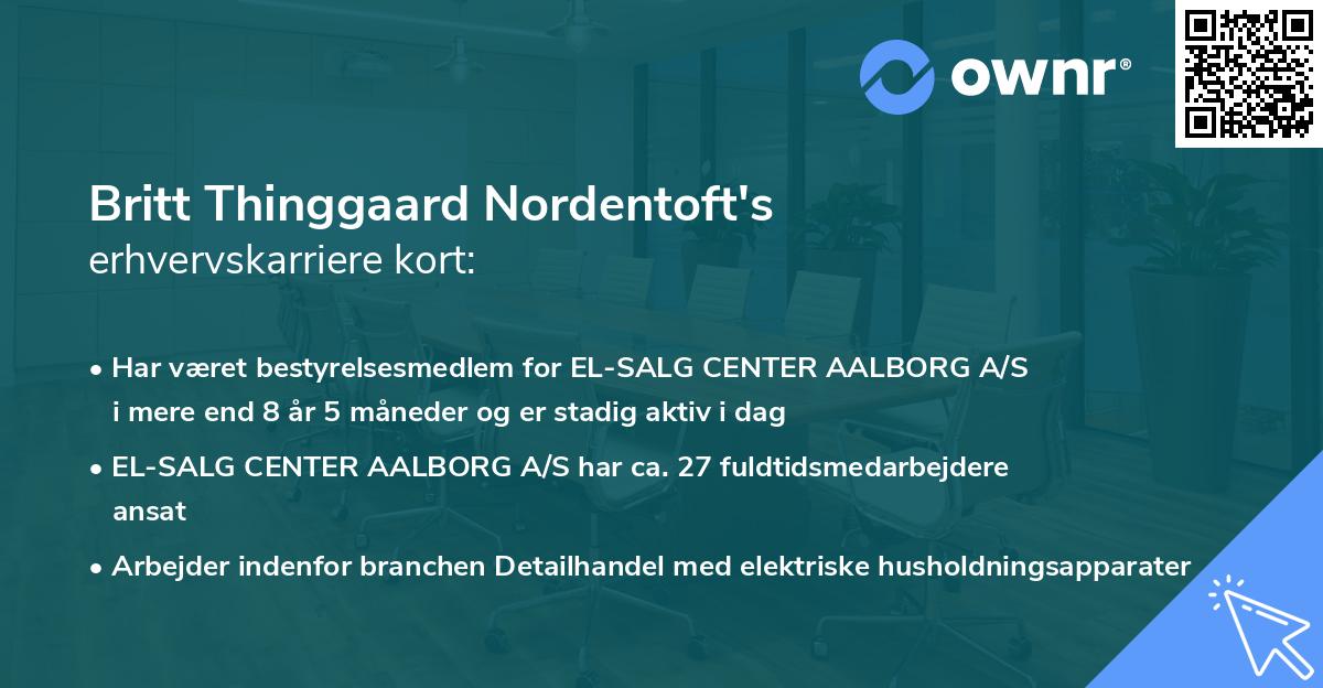 Britt Thinggaard Nordentoft's erhvervskarriere kort