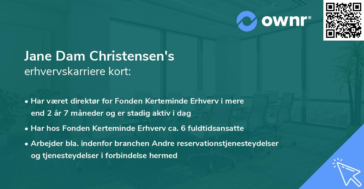 Jane Dam Christensen's erhvervskarriere kort