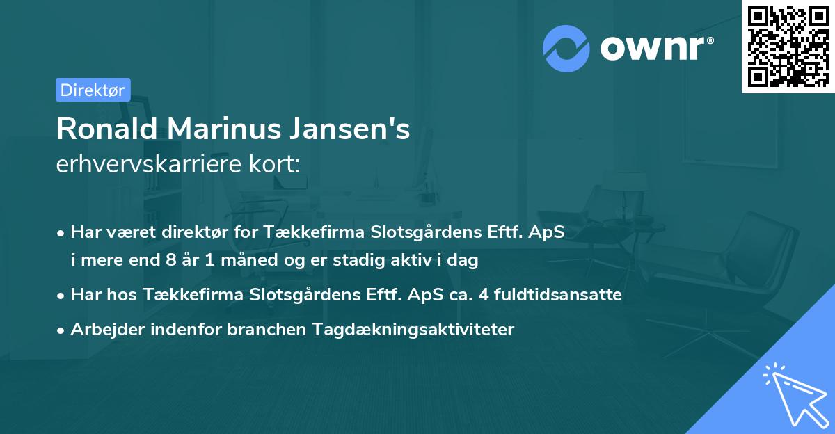 Ronald Marinus Jansen's erhvervskarriere kort