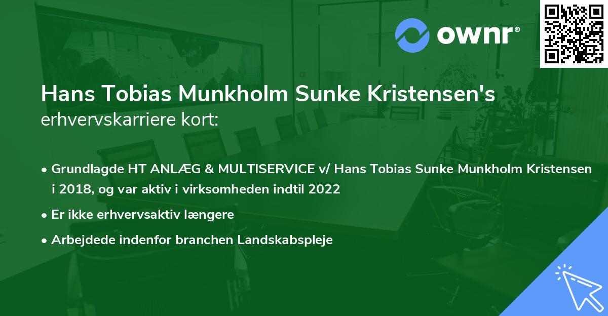 Hans Tobias Munkholm Sunke Kristensen's erhvervskarriere kort