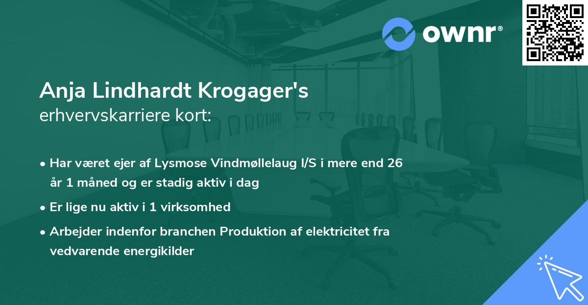 Anja Lindhardt Krogager's erhvervskarriere kort