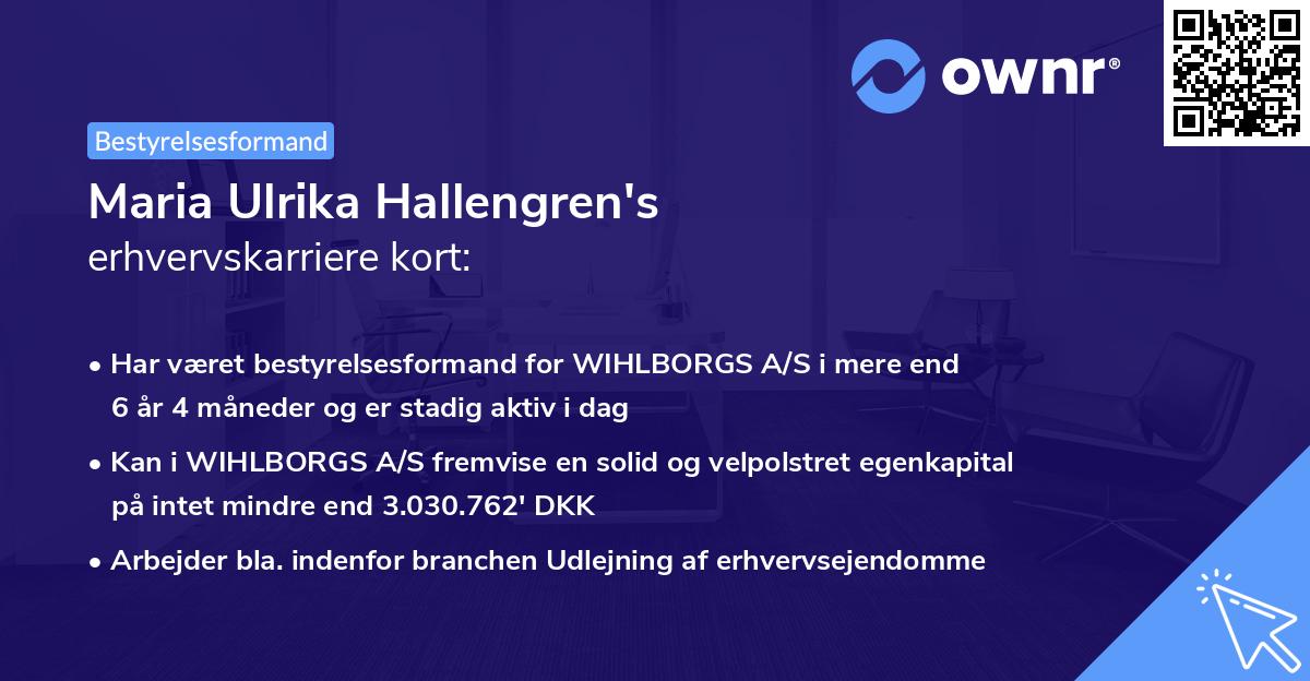 Maria Ulrika Hallengren's erhvervskarriere kort