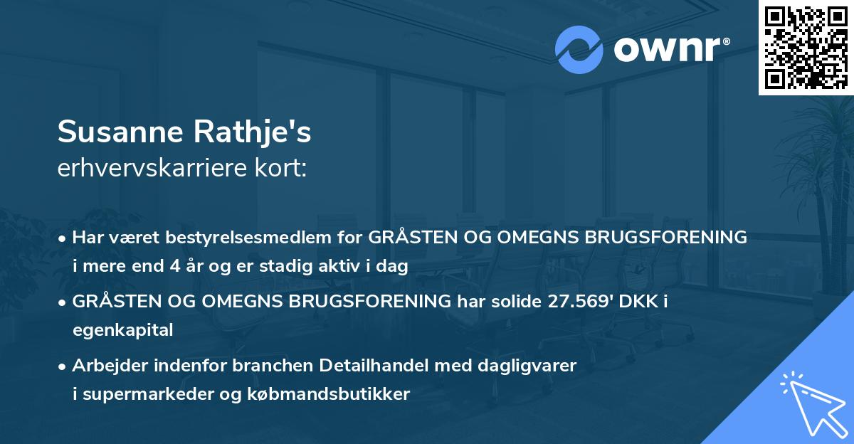 Susanne Rathje's erhvervskarriere kort