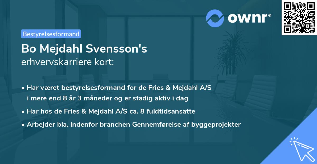 Bo Mejdahl Svensson's erhvervskarriere kort