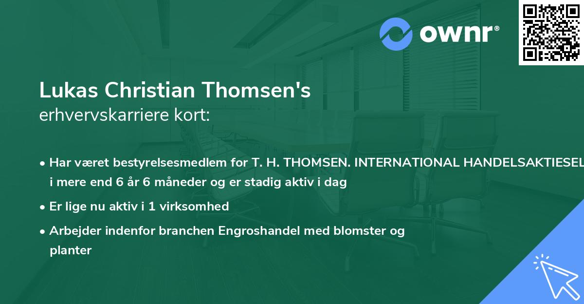 Lukas Christian Thomsen's erhvervskarriere kort