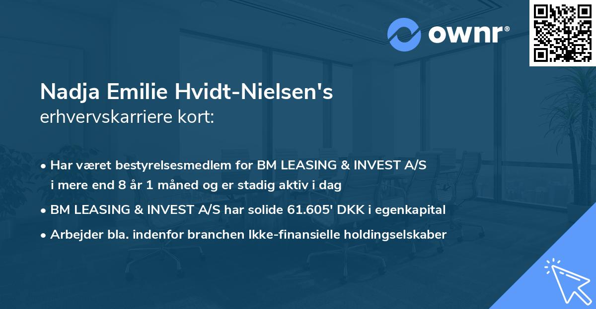 Nadja Emilie Hvidt-Nielsen's erhvervskarriere kort