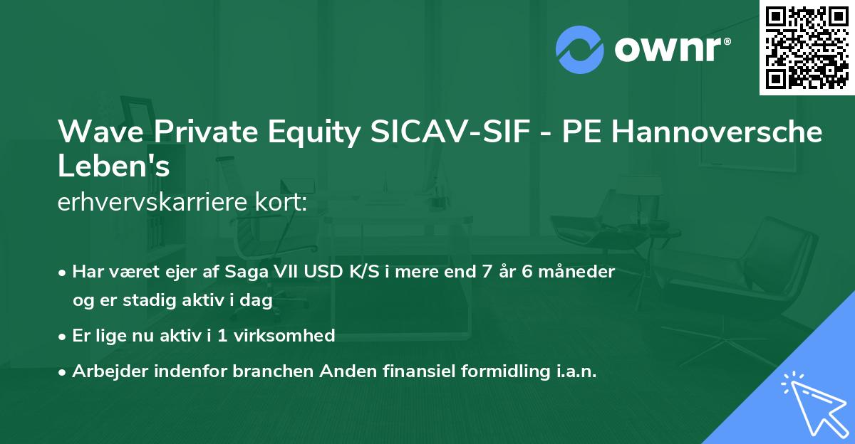 Wave Private Equity SICAV-SIF - PE Hannoversche Leben's erhvervskarriere kort