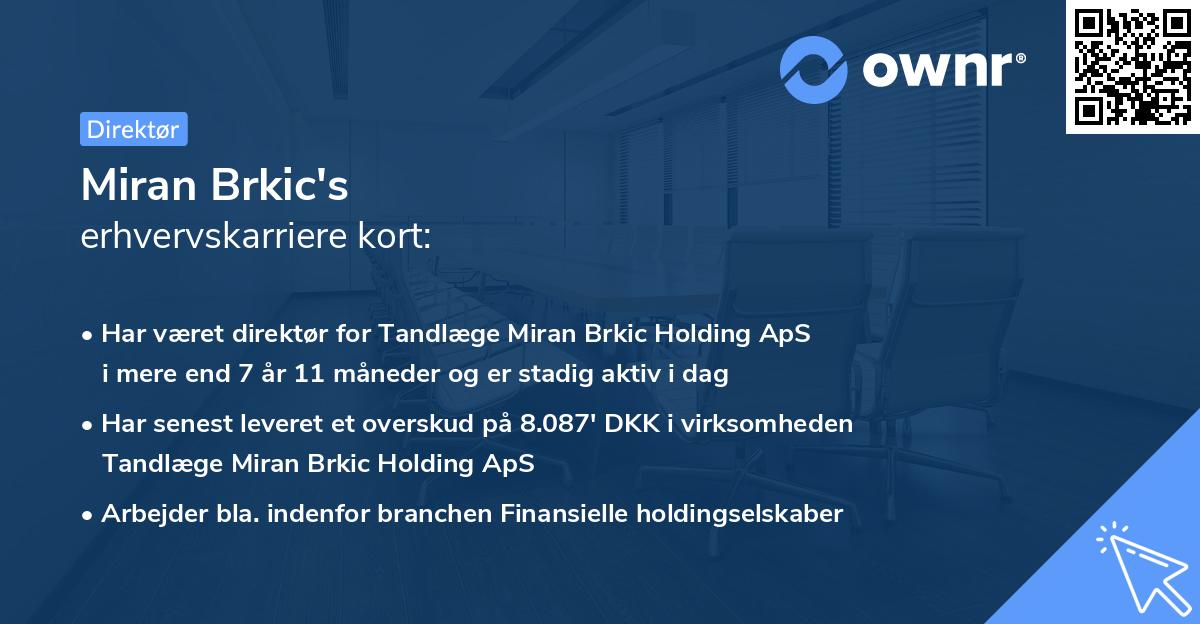 Miran Brkic's erhvervskarriere kort