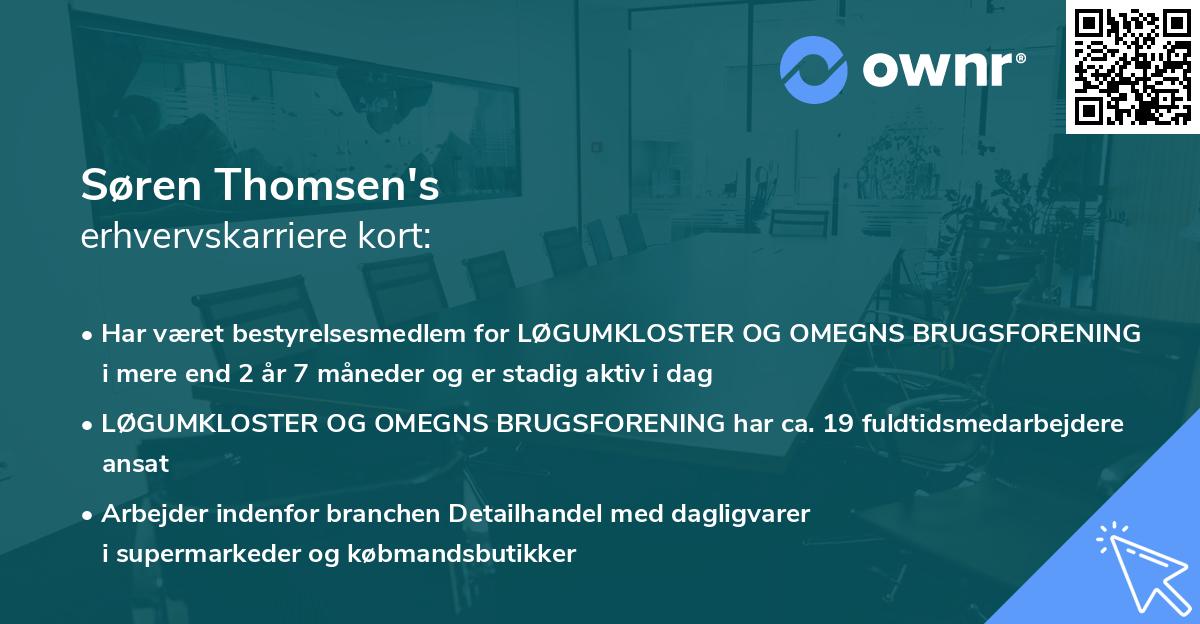 Søren Thomsen's erhvervskarriere kort