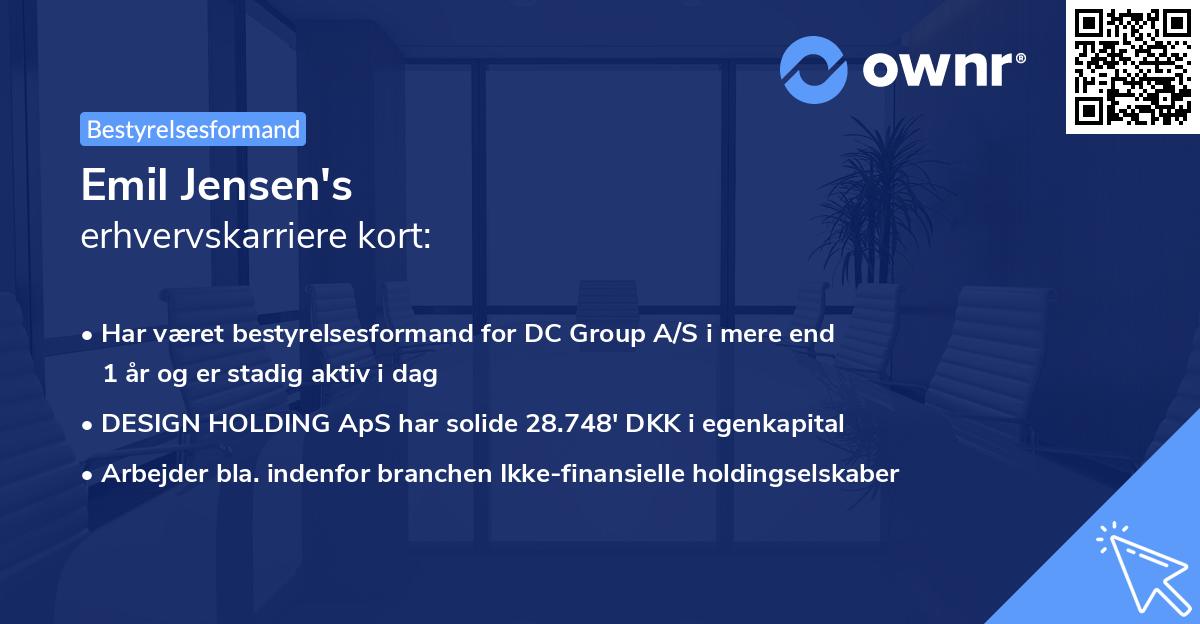 Emil Jensen's erhvervskarriere kort