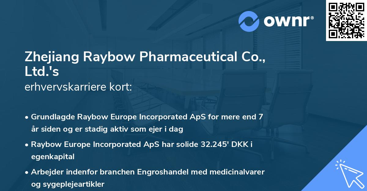Zhejiang Raybow Pharmaceutical Co., Ltd.'s erhvervskarriere kort