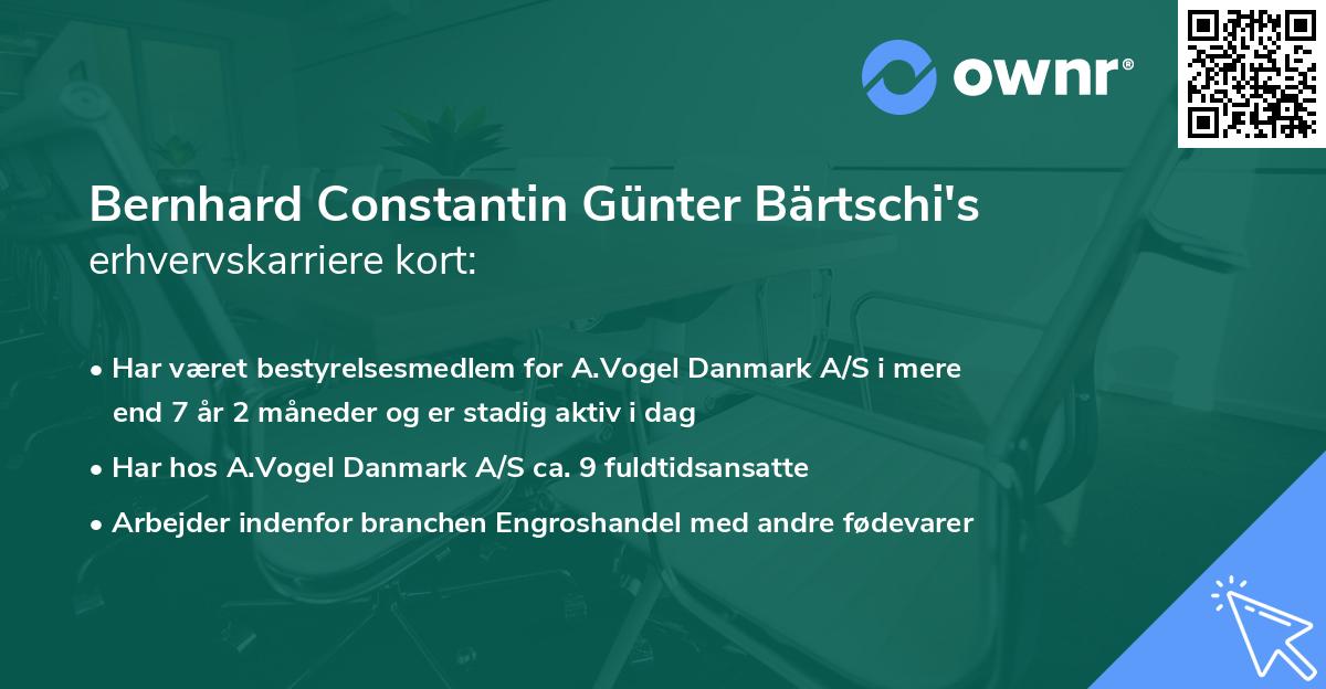 Bernhard Constantin Günter Bärtschi's erhvervskarriere kort
