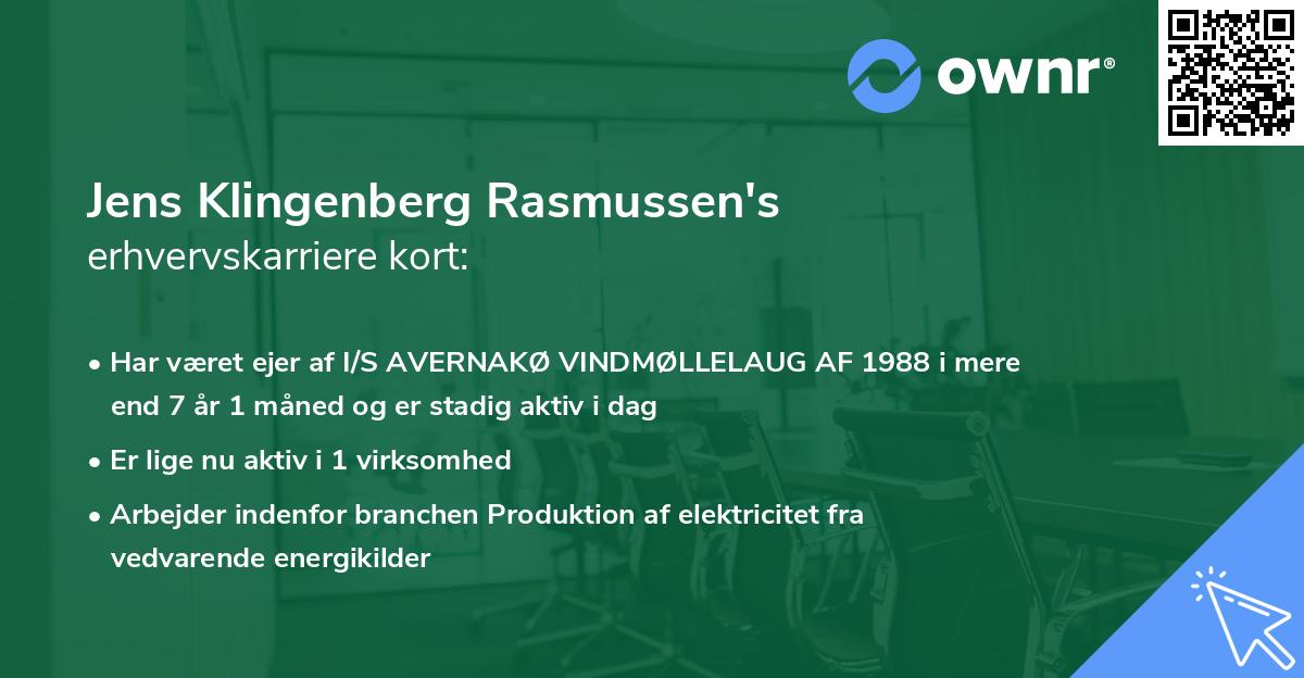 Jens Klingenberg Rasmussen's erhvervskarriere kort