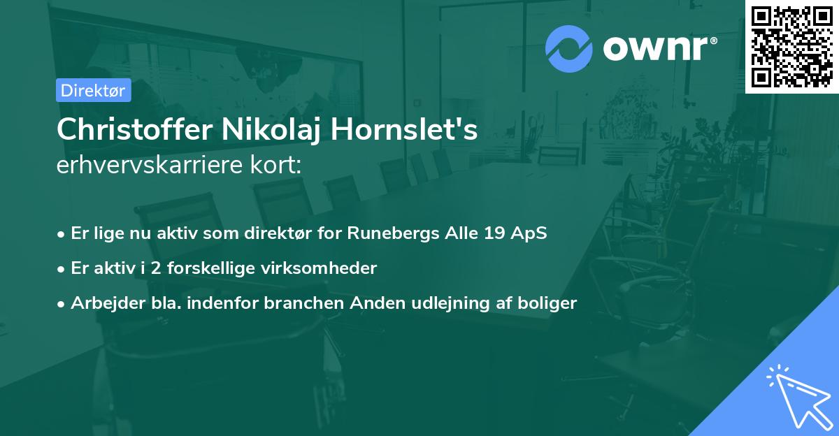 Christoffer Nikolaj Hornslet's erhvervskarriere kort