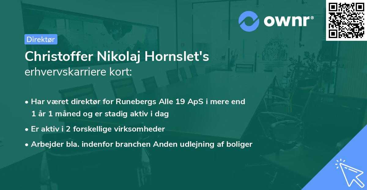 Christoffer Nikolaj Hornslet's erhvervskarriere kort