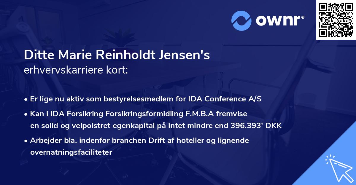 Ditte Marie Reinholdt Jensen's erhvervskarriere kort