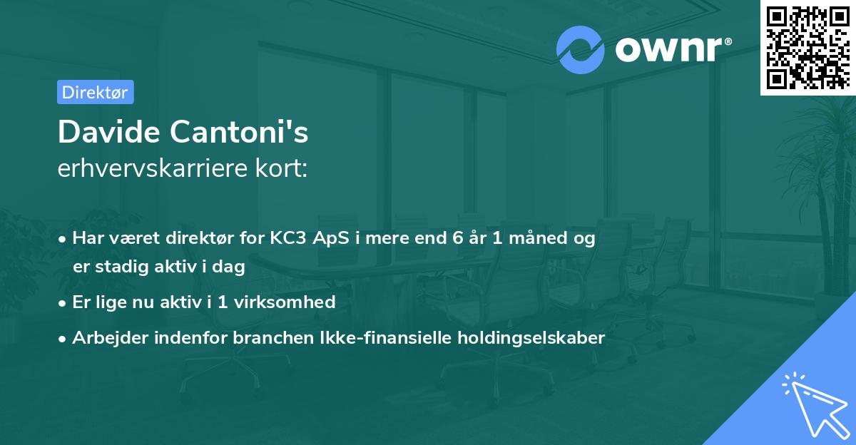 Davide Cantoni's erhvervskarriere kort