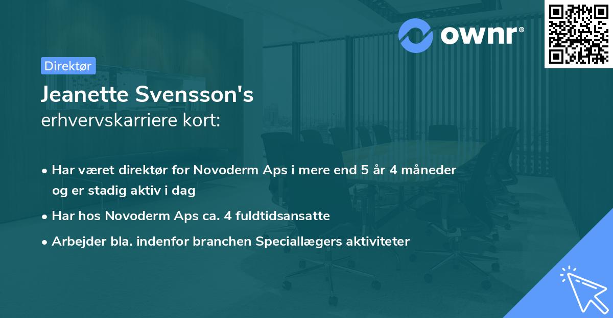 Jeanette Svensson's erhvervskarriere kort