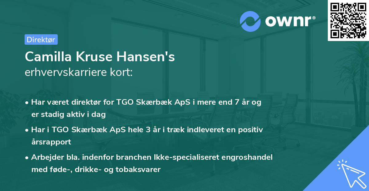 Camilla Kruse Hansen's erhvervskarriere kort