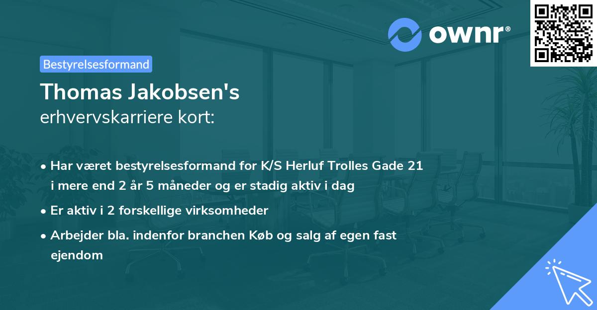 Thomas Jakobsen's erhvervskarriere kort