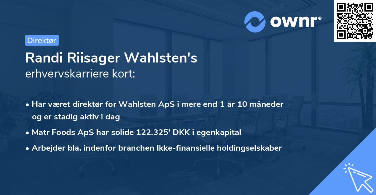 Randi Riisager Wahlsten's erhvervskarriere kort