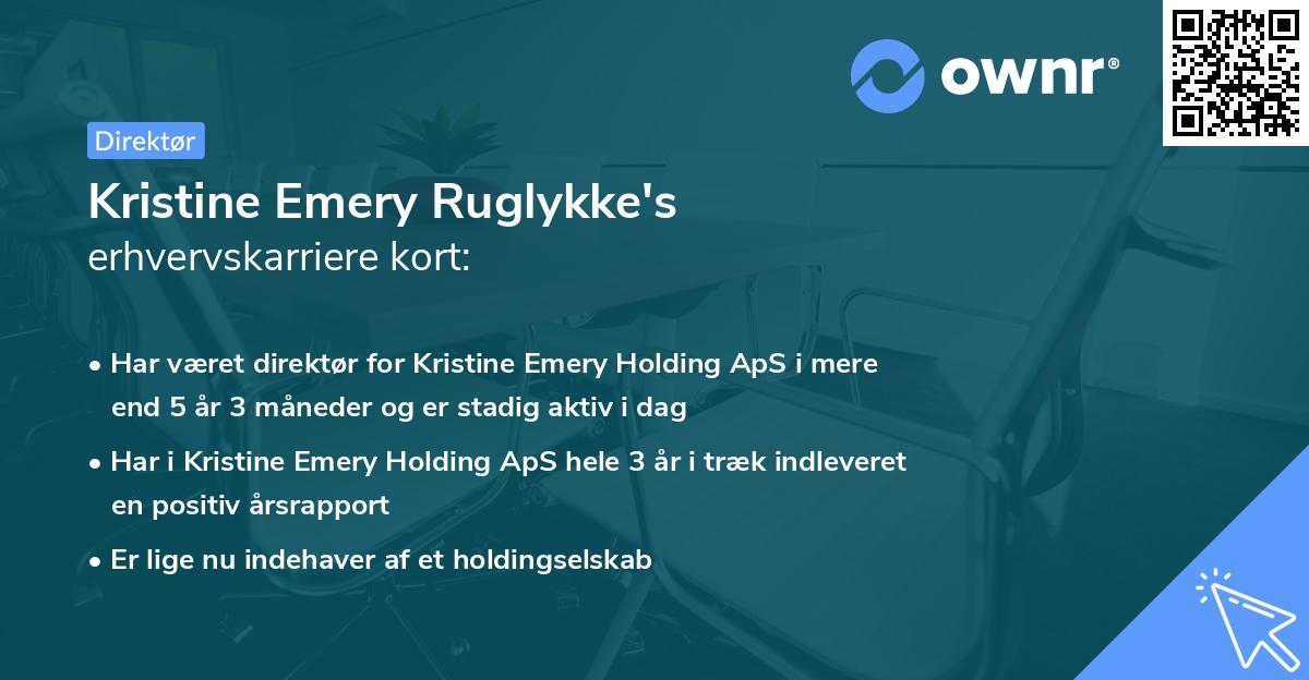 Kristine Emery Ruglykke's erhvervskarriere kort