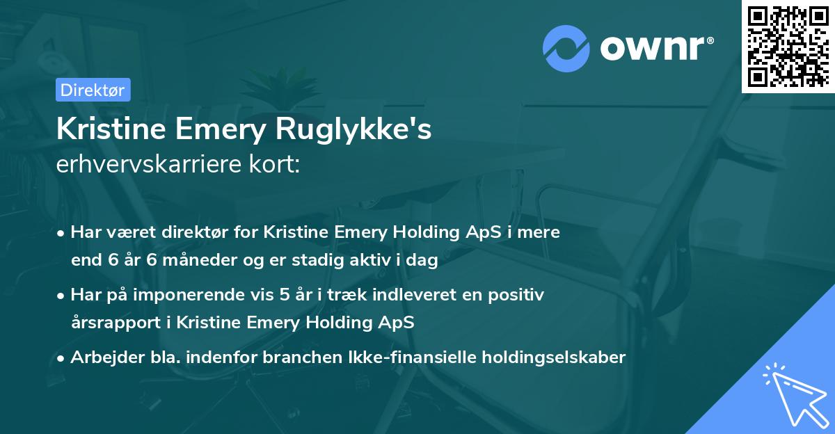 Kristine Emery Ruglykke's erhvervskarriere kort
