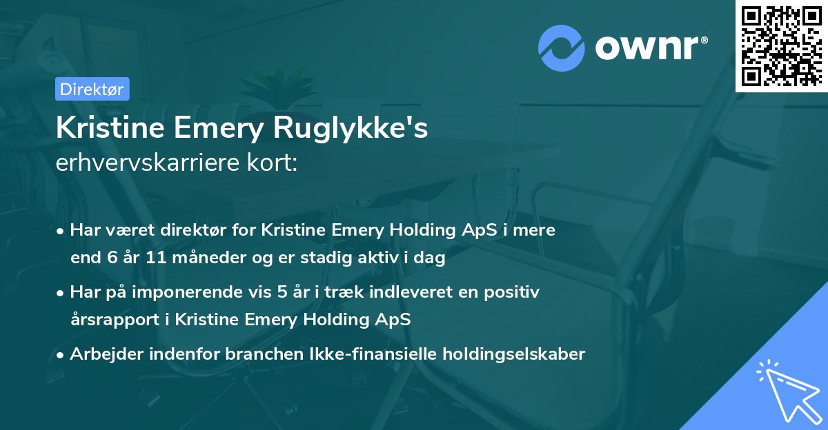Kristine Emery Ruglykke's erhvervskarriere kort