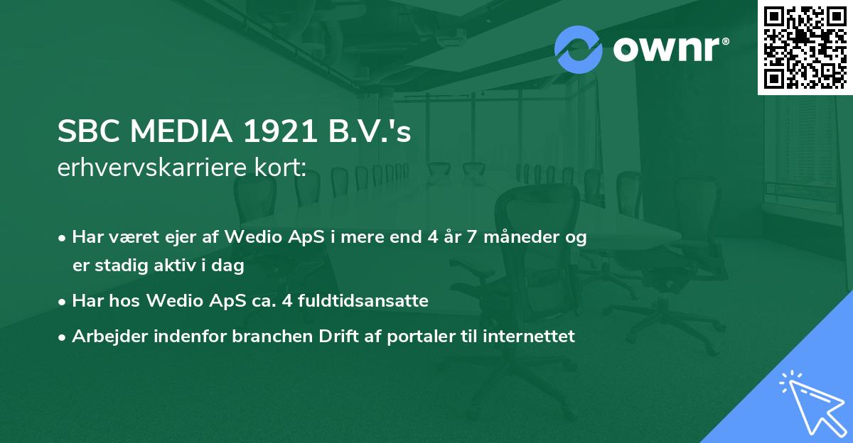 SBC MEDIA 1921 B.V.'s erhvervskarriere kort