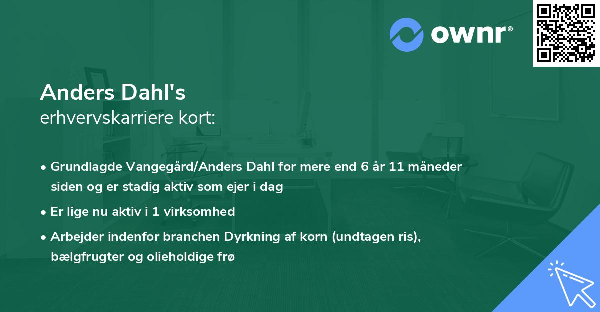 Anders Dahl's erhvervskarriere kort