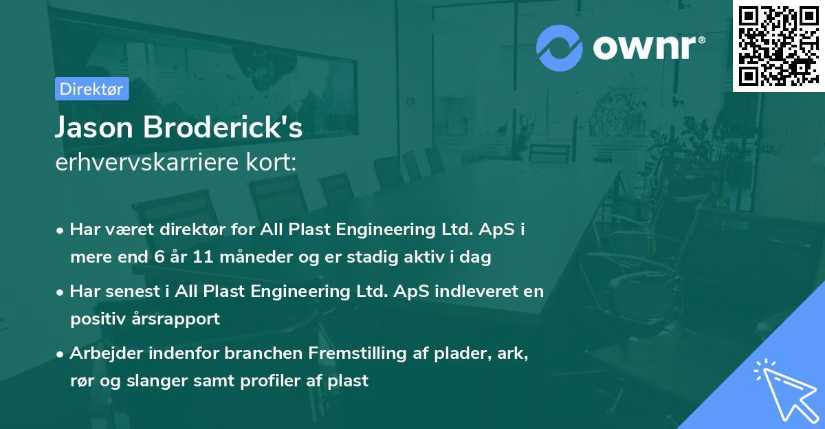 Jason Broderick's erhvervskarriere kort