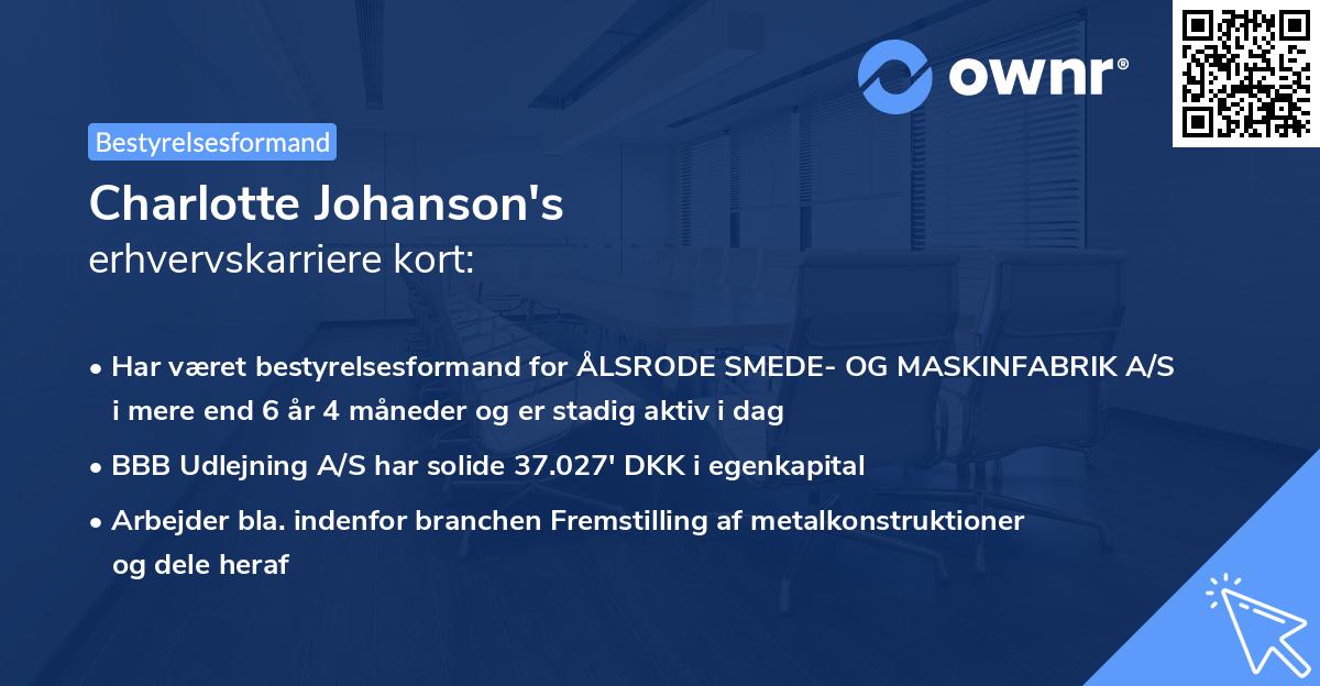 Charlotte Johanson's erhvervskarriere kort