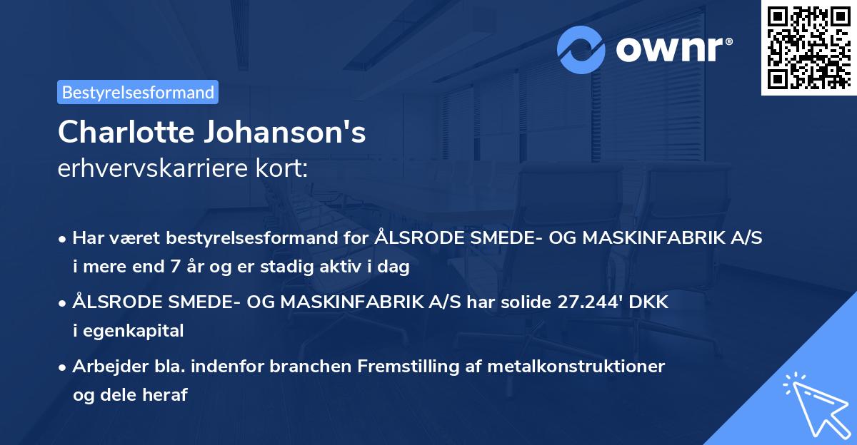 Charlotte Johanson's erhvervskarriere kort