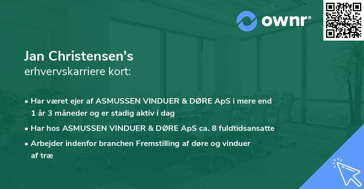 Jan Christensen's erhvervskarriere kort