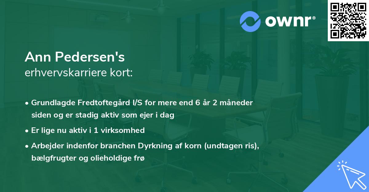 Ann Pedersen's erhvervskarriere kort