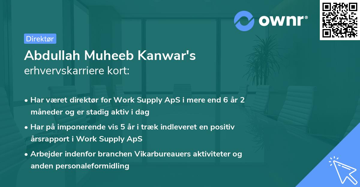 Abdullah Muheeb Kanwar's erhvervskarriere kort