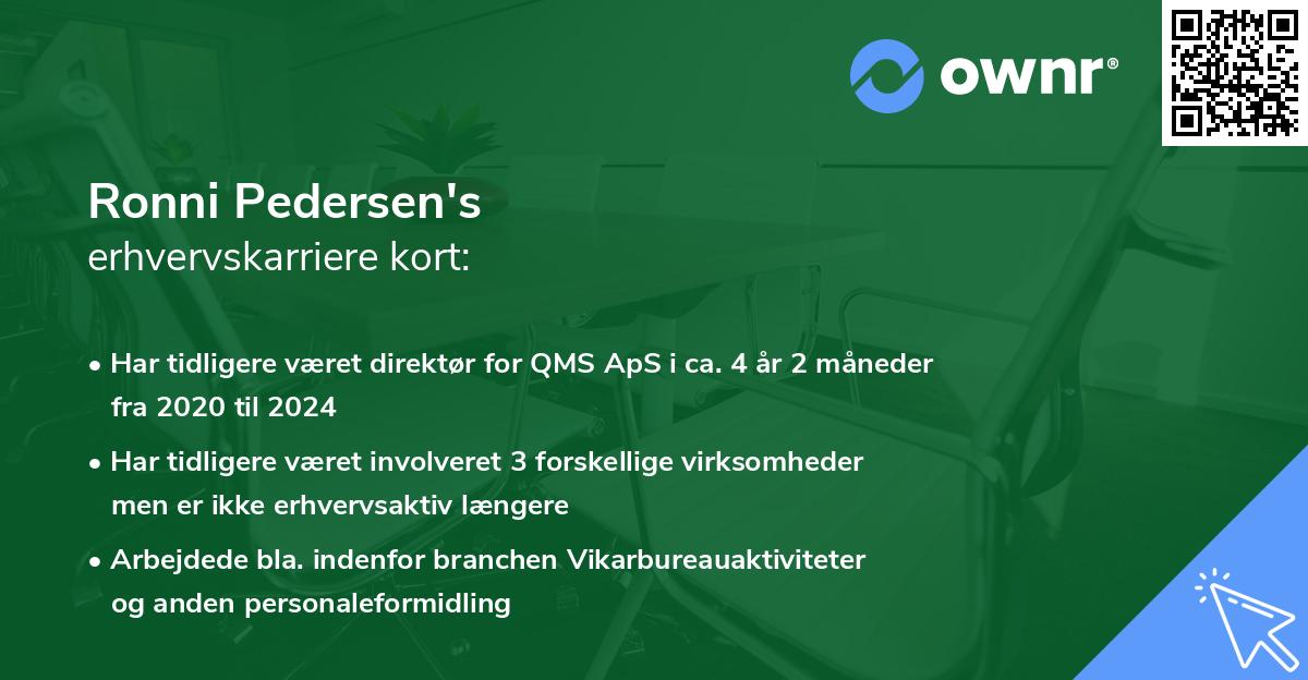 Ronni Pedersen's erhvervskarriere kort