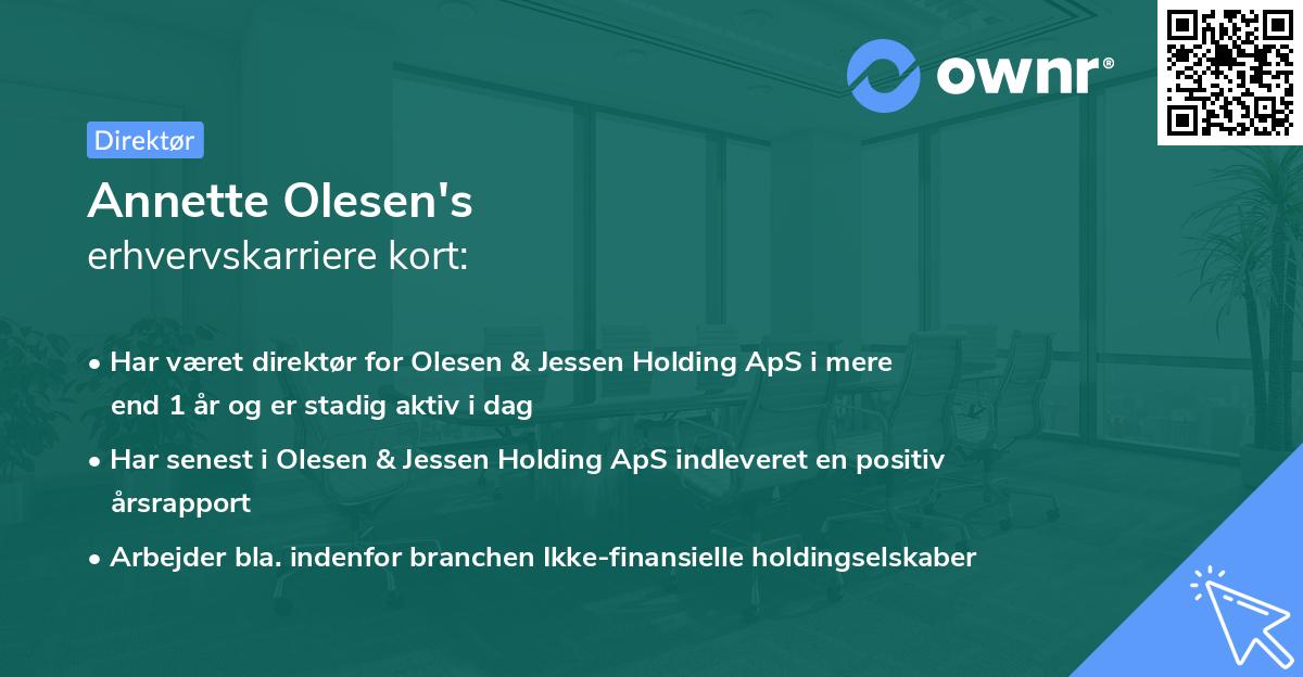 Annette Olesen's erhvervskarriere kort
